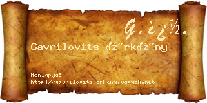 Gavrilovits Örkény névjegykártya